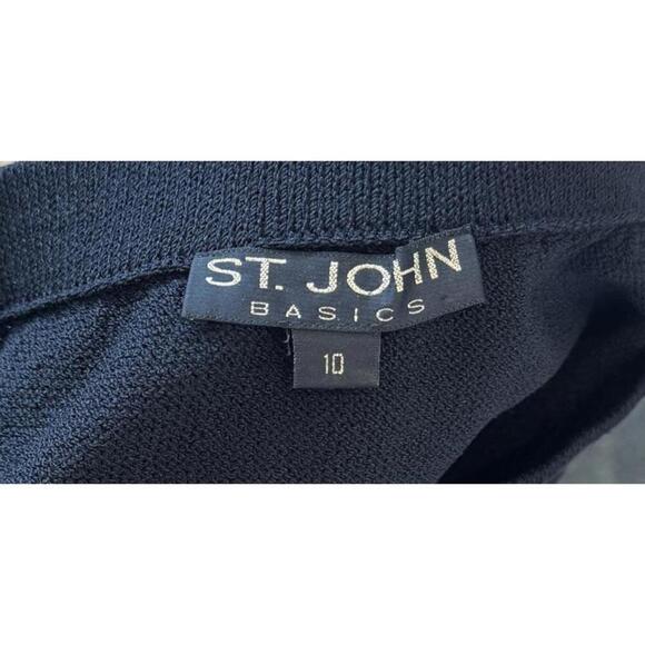 St. John Basics Black Knit Skirt Size 10 Stretch Classic Pencil Midi Career - Picture 4 of 6